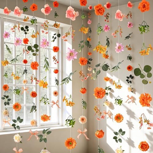 6Pcs 36Ft Wildflower Garland with Bow Hanging Flower Wall Backdrop