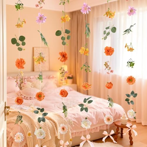 6Pcs 36Ft Wildflower Garland with Bow Hanging Flower Wall Backdrop, alternate view 2