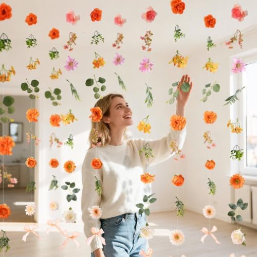 6Pcs 36Ft Wildflower Garland with Bow Hanging Flower Wall Backdrop, alternate view 5
