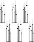 6Pcs 39.8'' Black Candelabra Candle Holder with Acrylic Shade for Halloween in Black
