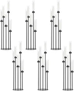 6Pcs 39.8'' Black Candelabra Candle Holder with Acrylic Shade for Halloween in Black
