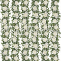 6Pcs 39Ft Artificial Eucalyptus Garlands with Flowers Roses