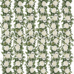 6Pcs 39Ft Artificial Eucalyptus Garlands with Flowers Roses