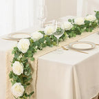 6Pcs 39Ft Artificial Eucalyptus Garlands with Flowers Roses, alternate view 2