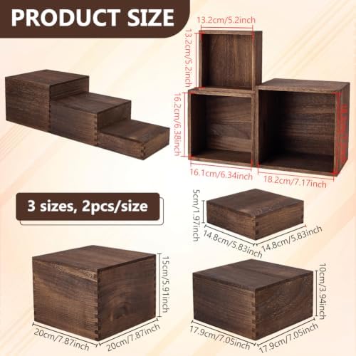 6Pcs 3Sizes Wooden Risers Display Stands, Rustic Wooden Stands, Party Display Stands for Wedding and Event, alternate view 2