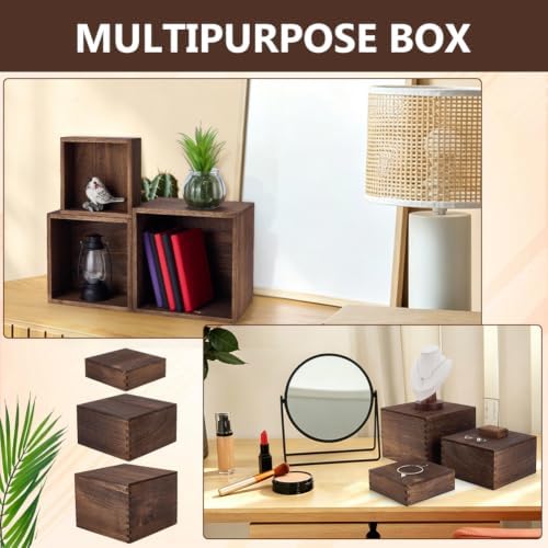 6Pcs 3Sizes Wooden Risers Display Stands, Rustic Wooden Stands, Party Display Stands for Wedding and Event, alternate view 5