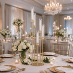 6PCS 5 Arm Gold Candle Holders for Wedding Table Centerpieces,39.37'' Tall in Gold, alternate view 2