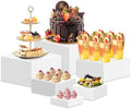 6Pcs Acrylic Food Cube Stands for Party Food, Cupcake in White