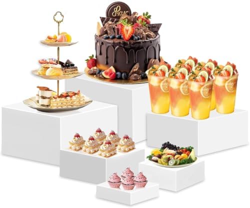 6Pcs Acrylic Food Cube Stands for Party Food, Cupcake in White