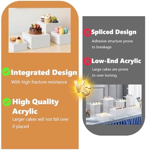 6Pcs Acrylic Food Cube Stands for Party Food, Cupcake in White, alternate view 5
