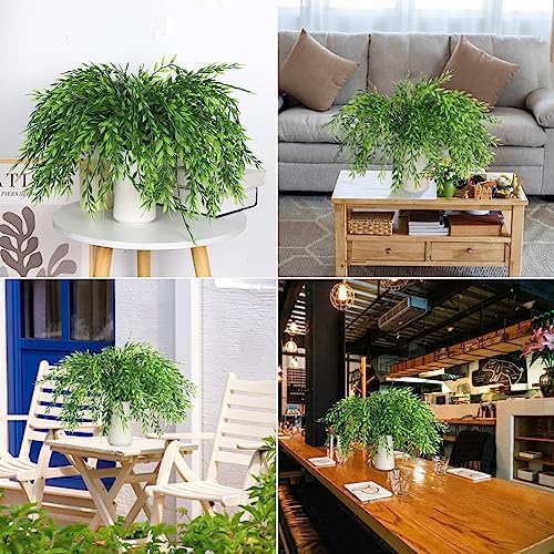 6Pcs Artificial Weeping Willow Plastic Leaves Greenery UV Resistant, alternate view 3