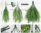 6Pcs Artificial Weeping Willow Plastic Leaves Greenery UV Resistant, alternate view 4