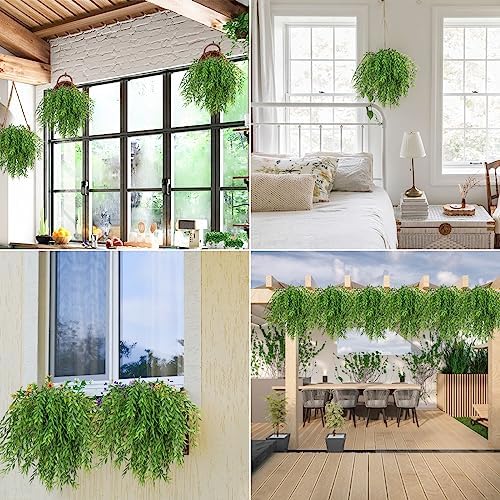 6Pcs Artificial Weeping Willow Plastic Leaves Greenery UV Resistant, alternate view 5