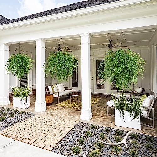 6Pcs Artificial Weeping Willow Plastic Leaves Greenery UV Resistant, alternate view 6