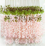 6pcs Artificial Wisteria Flowers 3.6 Feet/Piece Pink Dense Artificial Fake Wisteria Vine Ratta Hanging Garland