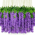 6pcs Artificial Wisteria Flowers 3.6 Feet/Piece Purple Dense Artificial Fake Wisteria Vine Ratta Hanging Garland