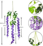6pcs Artificial Wisteria Flowers 3.6 Feet/Piece Purple Dense Artificial Fake Wisteria Vine Ratta Hanging Garland, alternate