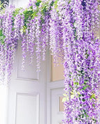 6pcs Artificial Wisteria Flowers 3.6 Feet/Piece Purple Dense Artificial Fake Wisteria Vine Ratta Hanging Garland, alternate
