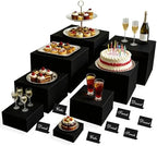 6PCS Black Acrylic Buffet Display Risers 3in to 10in in white