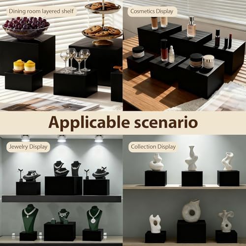 6PCS Black Acrylic Buffet Display Risers 3in to 8in in white, alternate view 6