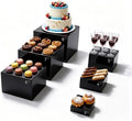 6Pcs Black Buffet Risers, Food Display Risers for Buffet Table Display Stand Shelf for Party Catering Dessert
