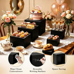 6Pcs Black Buffet Risers, Food Display Risers for Buffet Table Display Stand Shelf for Party Catering Dessert, alternate view