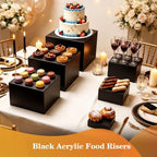 6Pcs Black Buffet Risers, Food Display Risers for Buffet Table Display Stand Shelf for Party Catering Dessert, alternate view