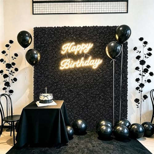 6PCS Black Flower Backdrop Halloween Artificial Flower Wall Panels 24"×16", alternate view 2