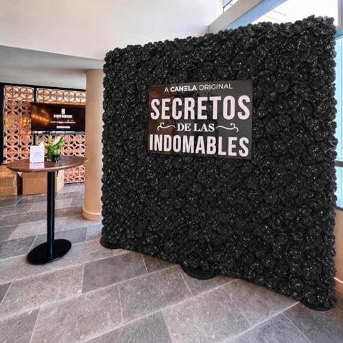 6PCS Black Flower Backdrop Halloween Artificial Flower Wall Panels 24"×16", alternate view 5