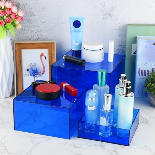 6Pcs Blue Buffet Risers Acrylic Boxes Display Risers Food Risers for Buffet Table Display Riser for Platter, alternate view 5
