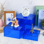 6Pcs Blue Buffet Risers Acrylic Boxes Display Risers Food Risers for Buffet Table Display Riser for Platter, alternate view 6