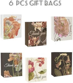 6PCS Brown Tone Flowers Gift Bags with Tissue Paper Handles Medium Size Bags( Tissue Paper ) in 1 Count (Pack of, alternate