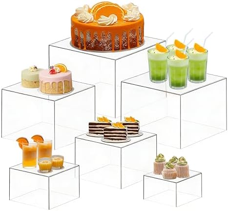 6PCS Buffet Risers, Acrylic Food Risers for Buffet Table, Nesting Risers Display Stand Shelf for Party Catering