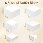 6Pcs Buffet Risers and Display Stands White Cube 3-8 Inch Set in white, alternate view 3