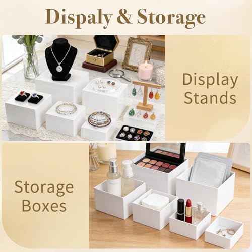 6Pcs Buffet Risers and Display Stands White Cube 3-8 Inch Set in white, alternate view 5