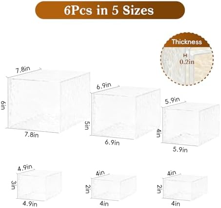 6pcs Buffet Risers, Dessert Table Display Set, Cake Ttand, Wave Transparent Buffet Risers, Acrylic Boxes For, alternate view