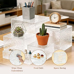6pcs Buffet Risers, Dessert Table Display Set, Cake Ttand, Wave Transparent Buffet Risers, Acrylic Boxes For, alternate view