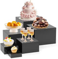 6Pcs Buffet Risers, Food Risers for Buffet Table, Black Acrylic Box in Black