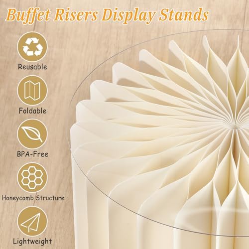 6Pcs Buffet Risers, Food Risers for Table, Foldable Cake Display Stands, Tall Cardboard Cupcakes Stand for Show, alternate