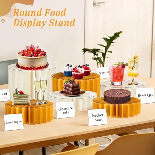 6Pcs Buffet Risers, Food Risers for Table, Foldable Cake Display Stands, Tall Cardboard Cupcakes Stand for Show, alternate