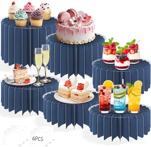 6Pcs Buffet Risers, Food Risers for Table, Foldable Cake Display Stands, Tall Cardboard Cupcakes Stand for Show