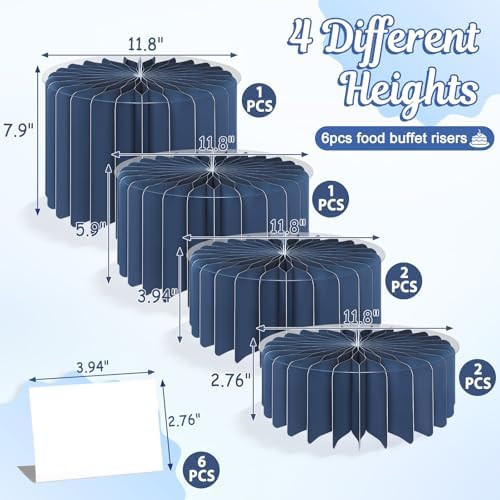 6Pcs Buffet Risers, Food Risers for Table, Foldable Cake Display Stands, Tall Cardboard Cupcakes Stand for Show, alternate