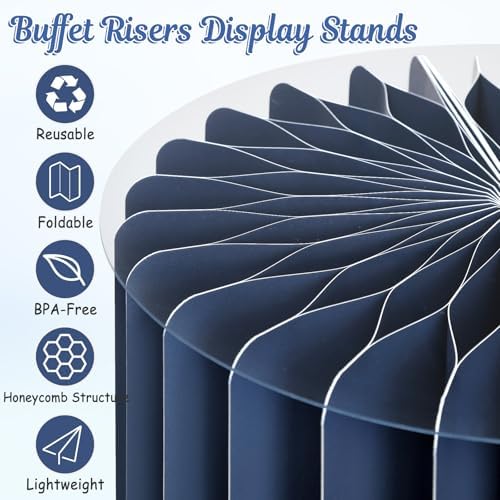 6Pcs Buffet Risers, Food Risers for Table, Foldable Cake Display Stands, Tall Cardboard Cupcakes Stand for Show, alternate