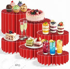 6Pcs Buffet Risers, Food Risers for Table, Foldable Cake Display Stands, Tall Cardboard Cupcakes Stand for Show