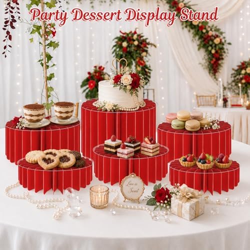 6Pcs Buffet Risers, Food Risers for Table, Foldable Cake Display Stands, Tall Cardboard Cupcakes Stand for Show, alternate
