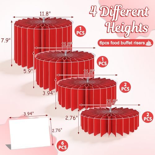 6Pcs Buffet Risers, Food Risers for Table, Foldable Cake Display Stands, Tall Cardboard Cupcakes Stand for Show, alternate