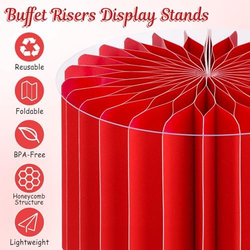 6Pcs Buffet Risers, Food Risers for Table, Foldable Cake Display Stands, Tall Cardboard Cupcakes Stand for Show, alternate