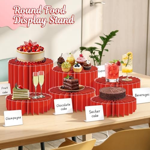 6Pcs Buffet Risers, Food Risers for Table, Foldable Cake Display Stands, Tall Cardboard Cupcakes Stand for Show, alternate