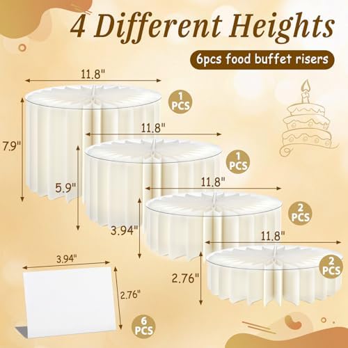6Pcs Buffet Risers, Food Risers for Table, Foldable Cake Stands for Party, Paper Dessert Table Display Set, alternate view 3