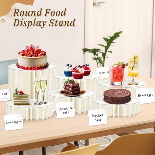 6Pcs Buffet Risers, Food Risers for Table, Foldable Cake Stands for Party, Paper Dessert Table Display Set, alternate view 6